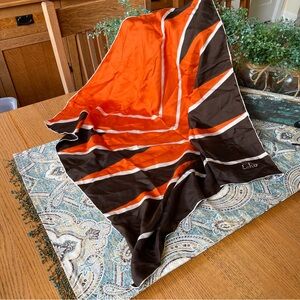 Vintage ECHO Silk Scarf MCM colors orange brown white 30 x 30